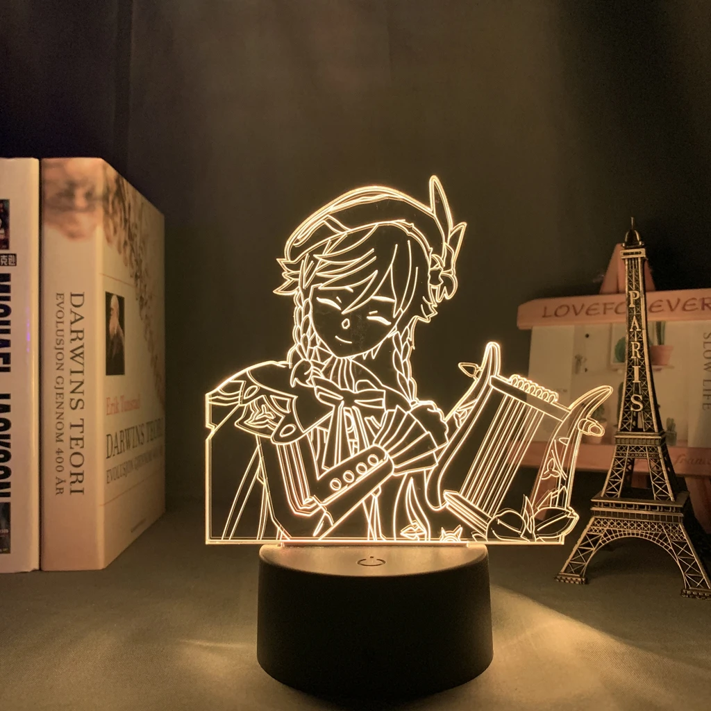 Acrylic Led Night Light Lamp Genshin Impact Venti 3d Light Game