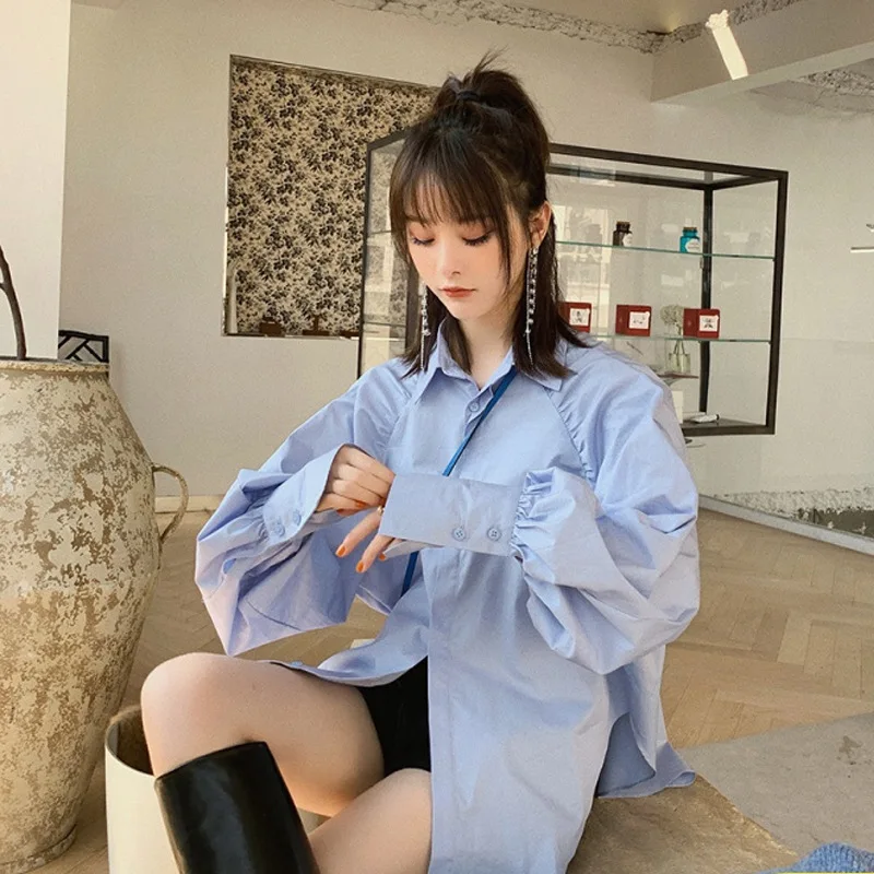 

womens tops and blouses women blouses shirts women 2020 Solid color long sleeve casual shirt
