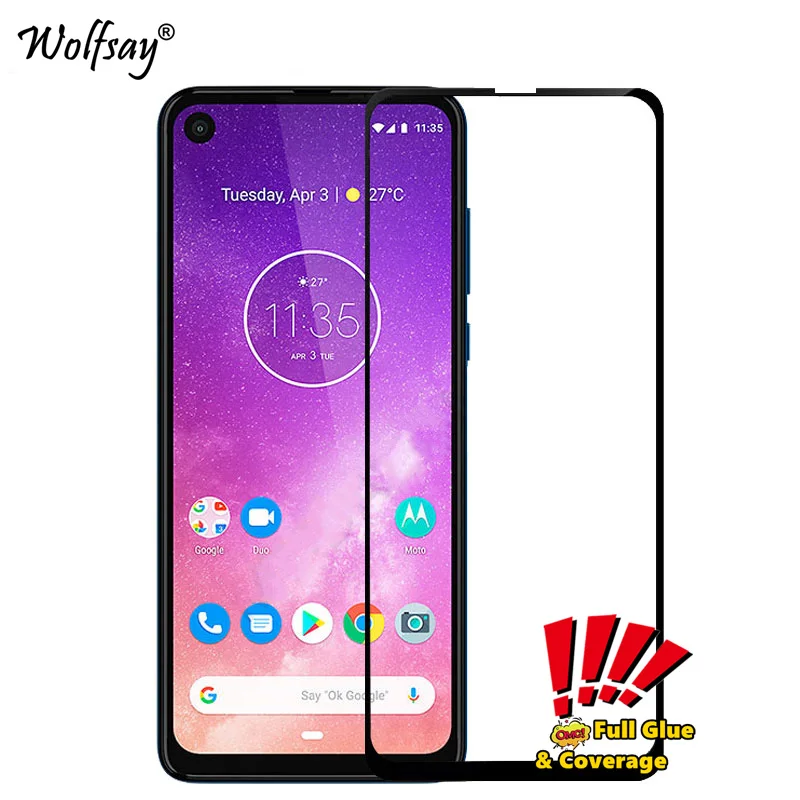 Cubierta completa de vidrio templado para Motorola One Action, Protector de pantalla de cristal para Motorola One Action, Moto One Action, 2 uds.-0