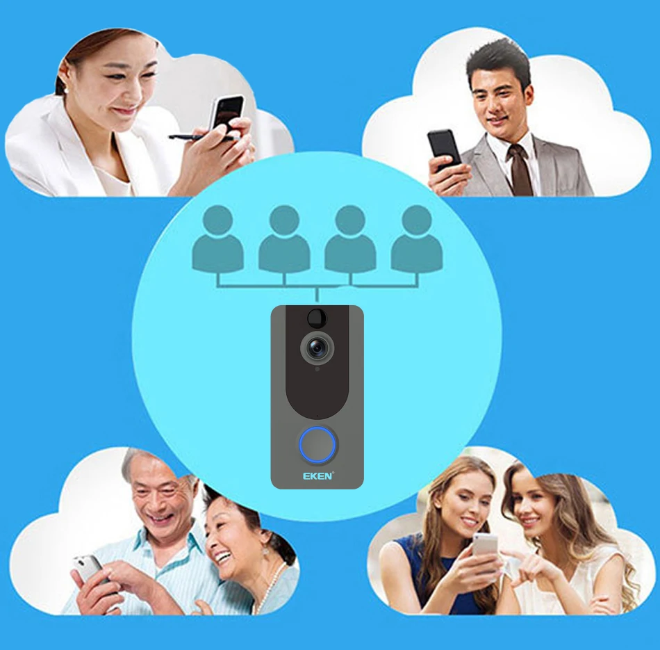 Eken V7 1080P смарт WiFi видео дверной звонок камера визуальный домофон с колокольчиком IP дверной звонок беспроводная домашняя камера безопасности