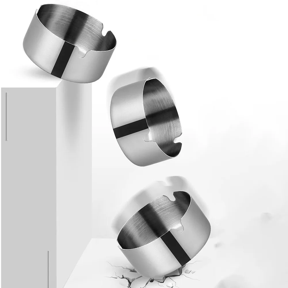 

2 Stainless Steel Ashtra Y 10x4cm Windproof Round Ashtra Y For Indoor & Outdoor *100% Brand New And High Quality