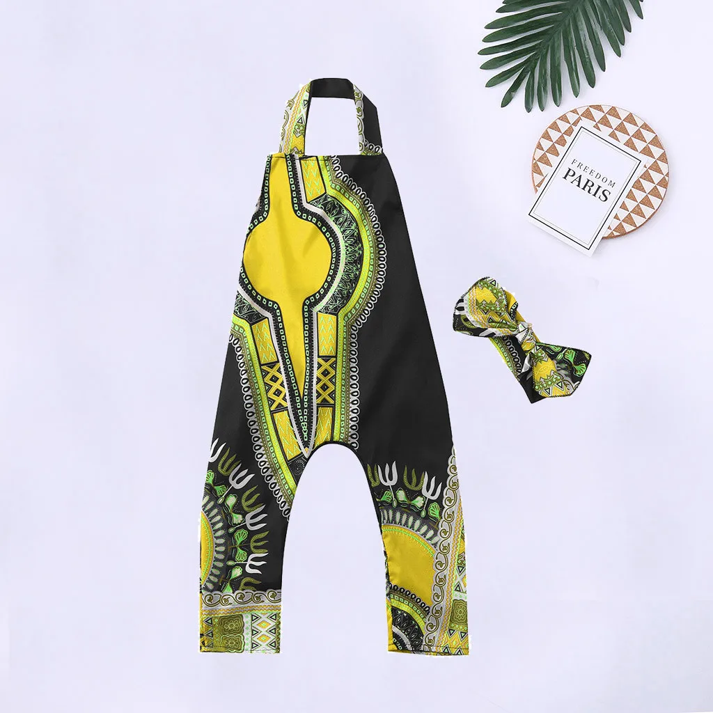 Детский Африканский безрукавный комбинезон с принтом для маленьких девочек