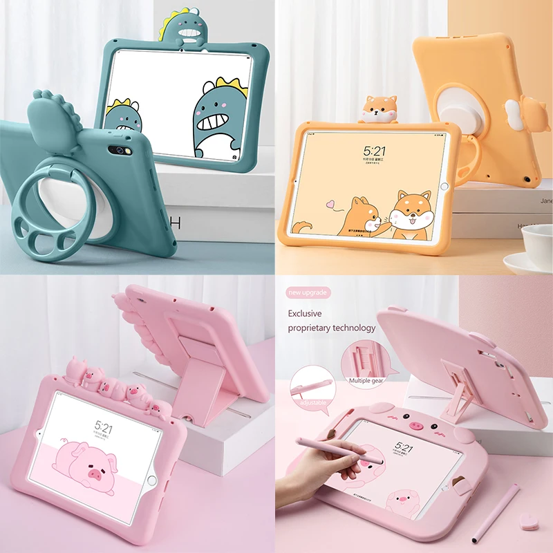 

2020Kids Case for iPad 11inch Soft Silicon Child Lovely Stand Tablet Cover for Ipad 6th 9.7 inch 2018 Mini123 Air 2 8th Gen 10.2