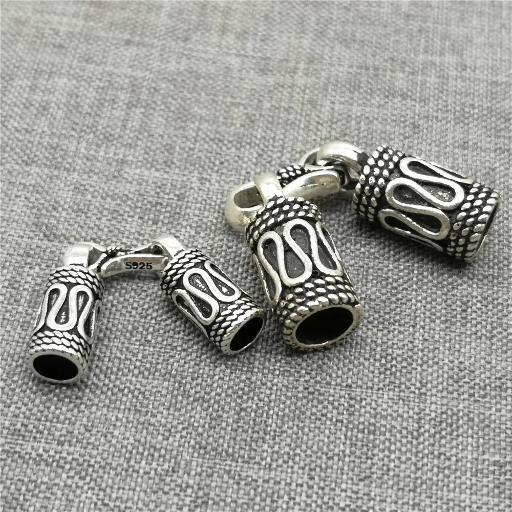 925 Sterling Silver Braided Cord End Cap with Hook Clasp