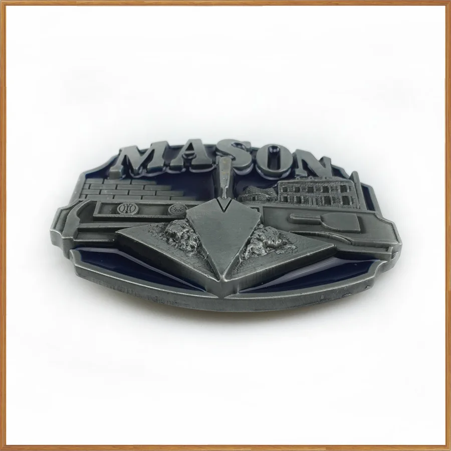 Buckleclub wholesale zinc alloy retro western blue enameled MASON jeans gift belt buckle FP-02227 for men 4cm width loop | Дом и сад