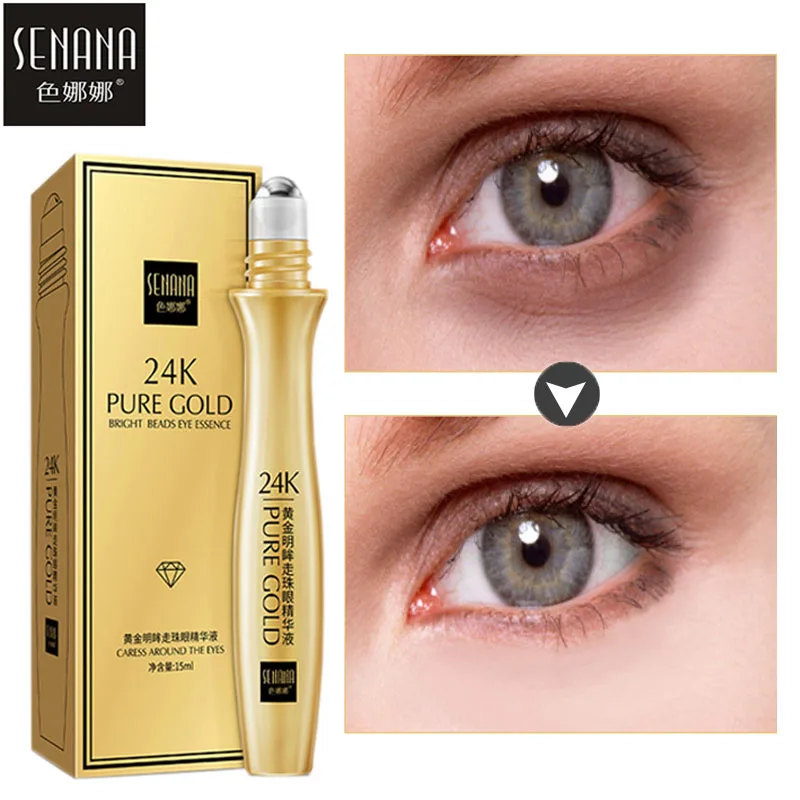 

24K Gold Eye Serum Anti Wrinkle Anti-Aging Roll-on Essence Remove Eye Bags Puffiness Dark Circles Moisturizing Firming Eyes Care