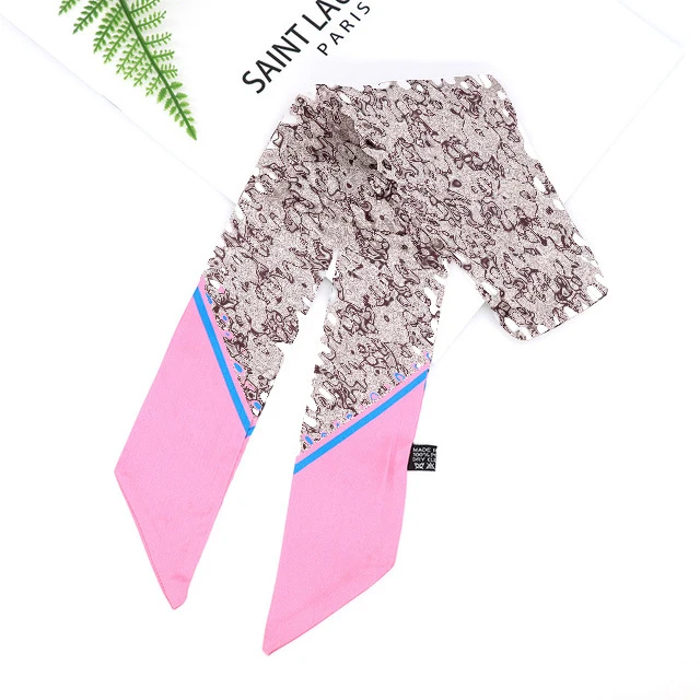 

Luxury Designer Ins New Brand Alphabet Printing Variety Scarves Women's Thin Narrow Strip Small Scarf Tied