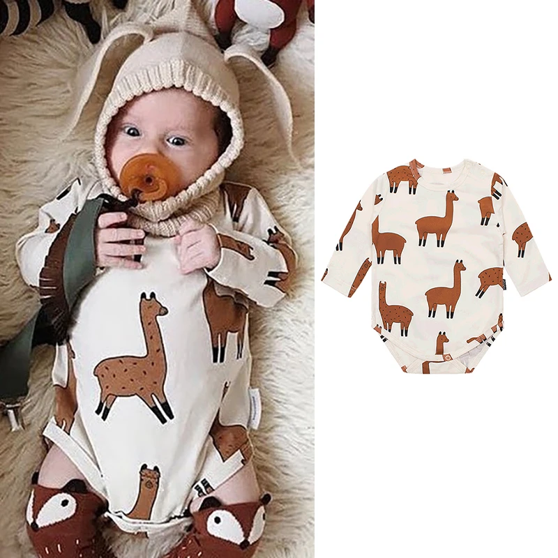 

Cartoon Printing Autumn Baby Rompers Long Sleeve Cotton Bodysuits for Girls Boys 2021 Kids Children Clothes