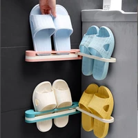 new bathroom slippers rack wall mounted shoe organizer rack folding slippers holder shoes hanger punch free storage towel racks
