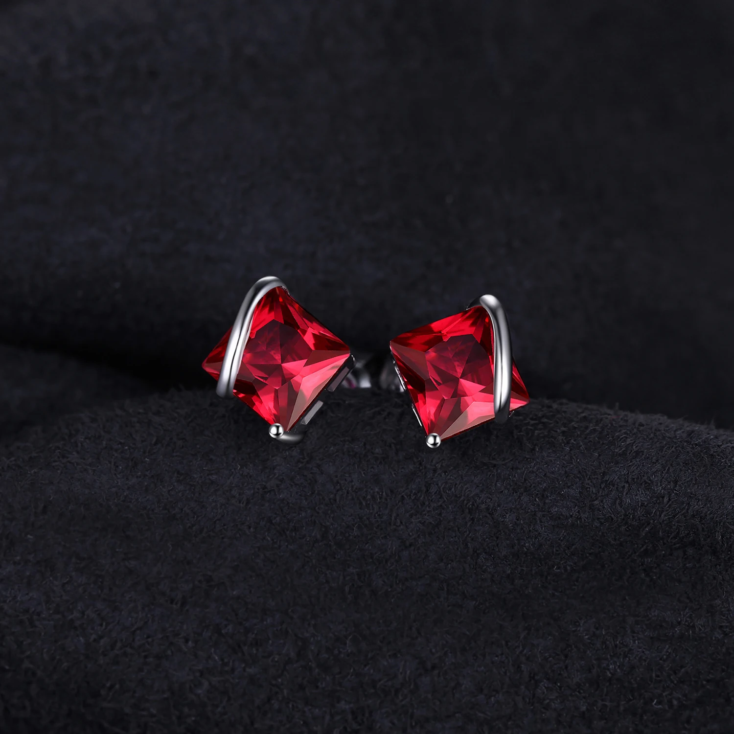 Jewelrypalace классический квадратный 2.8ct создан красный рубин Серьги-гвоздики Шарм стерлингового серебра 925 брендовые Свадебные Красивые ювелирные изделия для Для женщин