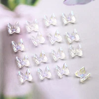 100pcs fashion clear buttefly resin stones nail art aurora rhinestones nail jelly ornaments for manicure tips 6x6mm