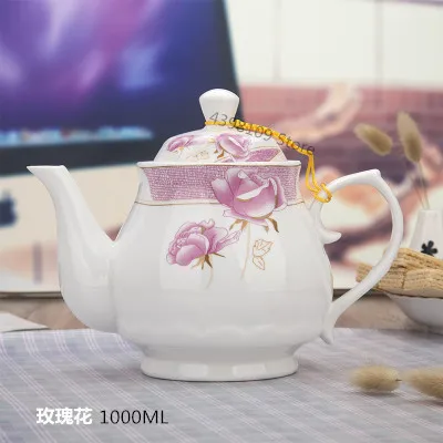 1pcs-1000ml Керамический чайник ручная роспись сине-белый фарфор большой емкости заварочный чайник кунг-фу набор кофейник Питьевая утварь - Цвет: 1pcs-1000ml