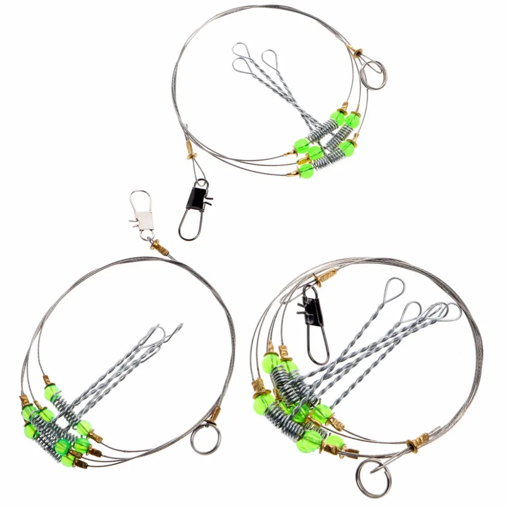 

5Pcs Fishing Hooks Anti-Winding Swivel String Sea Fishing Hook Steel Rigs Wire Leader Fish Hooks