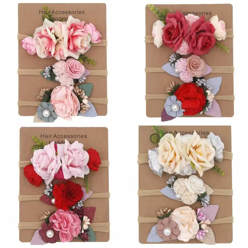 Повязка на голову эластичная нейлоновая для новорожденных девочек 3 шт./лот |