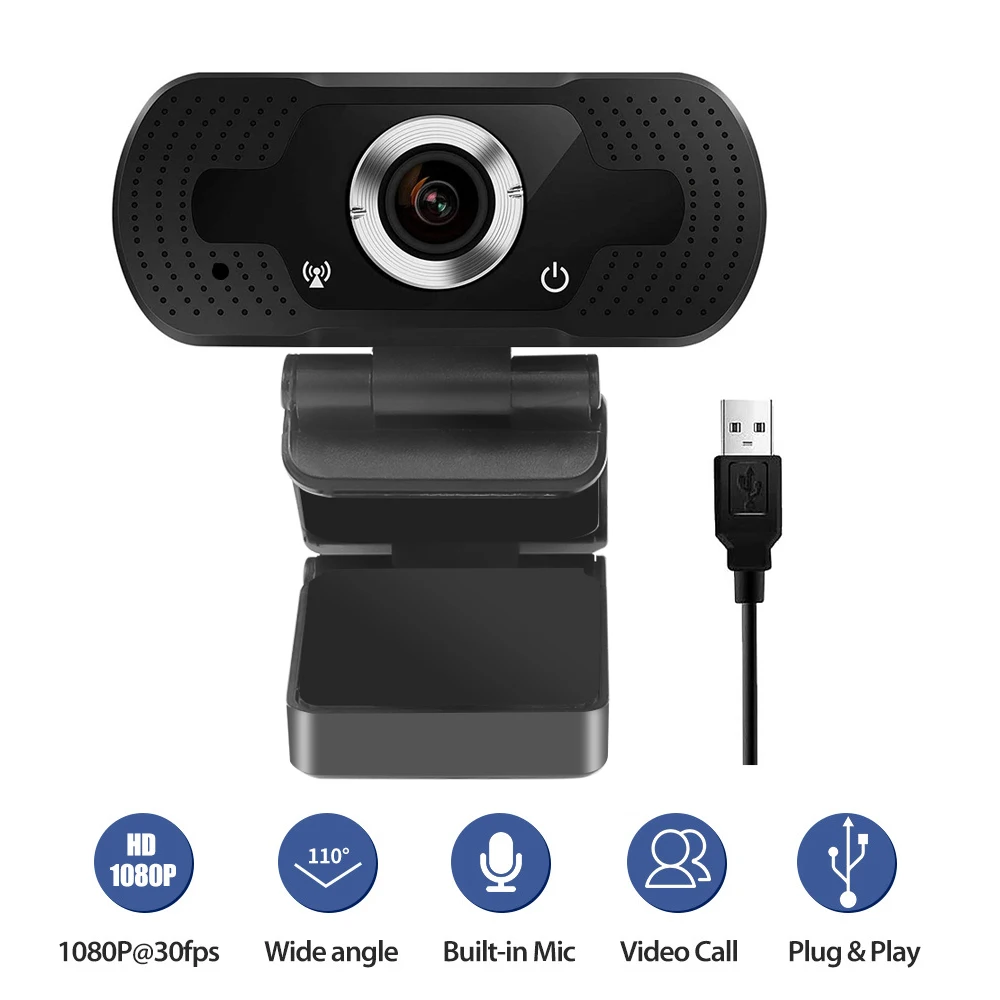 

HD Webcam PC Mini USB 2.0 Web Camera Video Recording High Definition1080P@30fps Built-in Microphone Cam for Video Conference