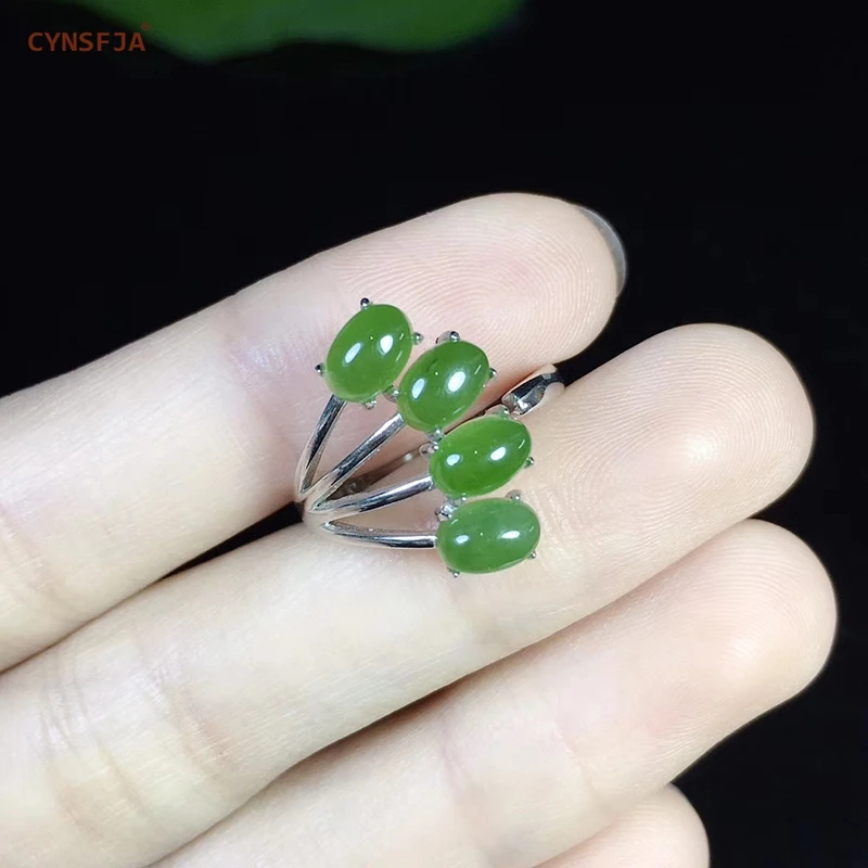 CYNSFJA, настоящее сертифицированное, натуральное, хотанская яшма, 925 пробы, серебро, ручной работы, хорошее ювелирное изделие, зеленый нефрит, кольца, регулируемые, лучшие подарки