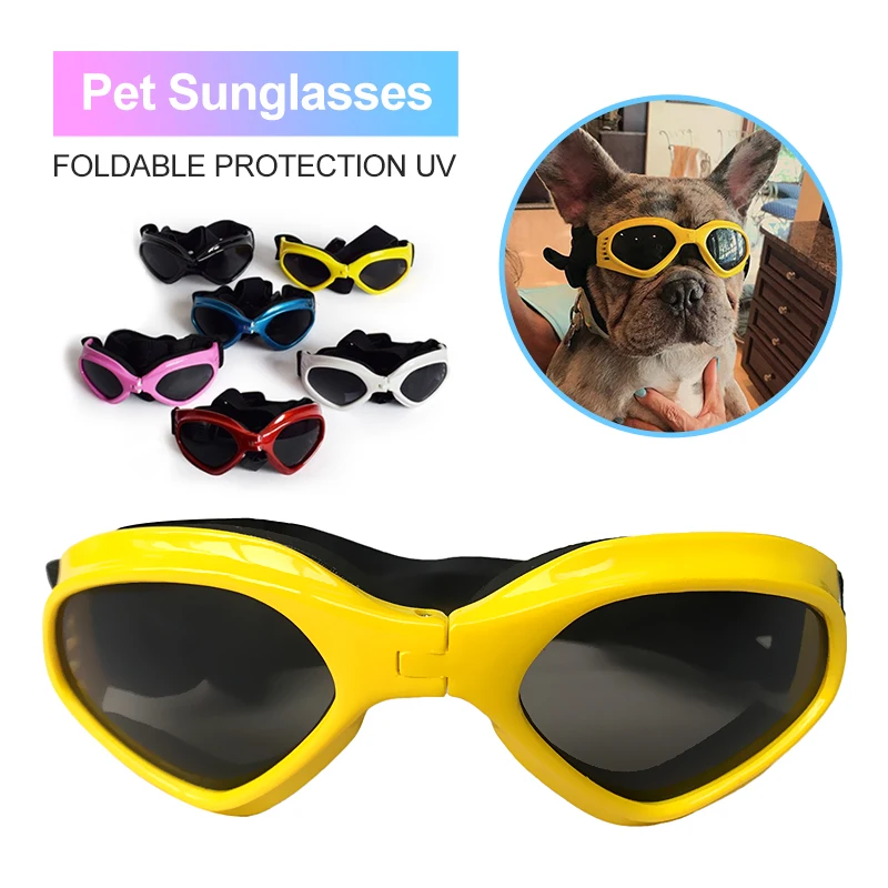 Heart-Shaped Sunglasses For Dog Adjustable Webbing Fashion Foldable Pet Ski Goggles Protection UV Dogs EyeWear Pets Products | Дом и сад
