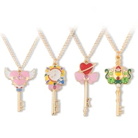 anime peripheral sailor moon time and space key necklace marfa sakura transformation prop weapon pendant cospaly prop girl gift