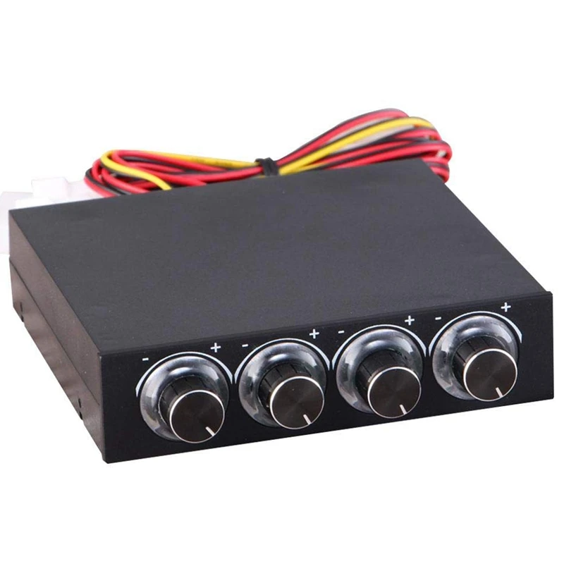 

Fan Controller 4 Channel Computer Fan Speed & Temperature Reduce Noise Controller for Heat Reducing with Blue LED