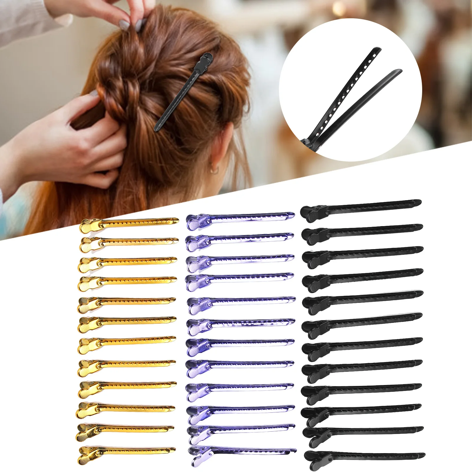 

36pcs Hair Clips Headwear Barrette Duck Bill Hairpin Rust-proof Metal Hairpin with Holes for Curly Hair Style Partition Clip