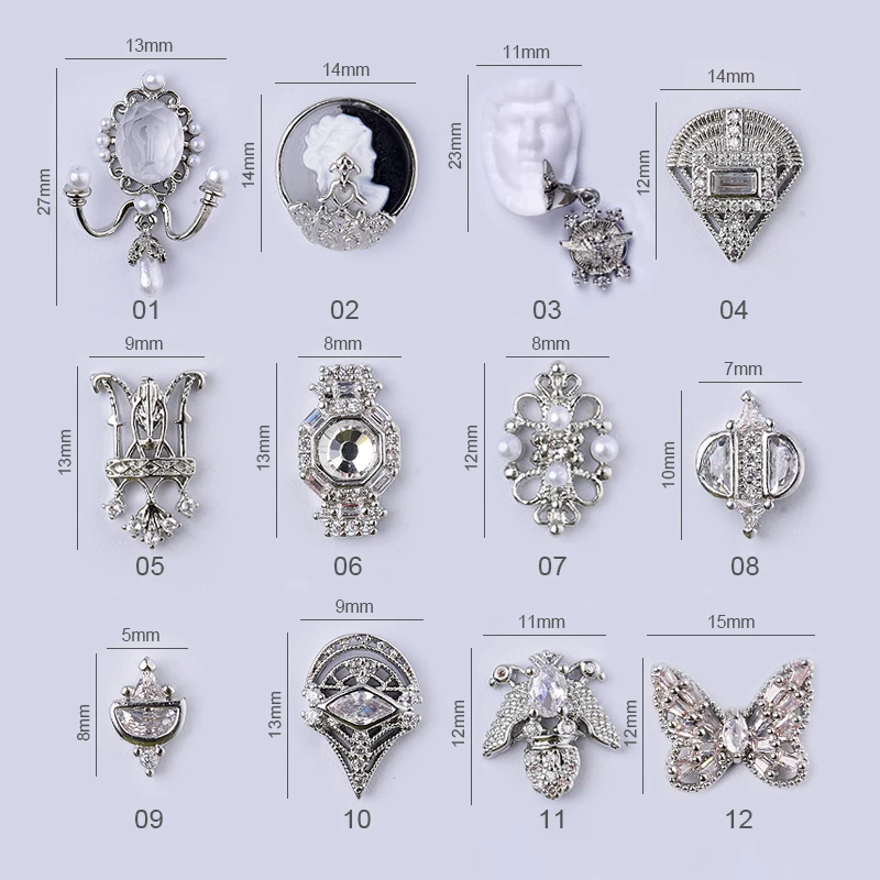 1 шт. золотистые/Серебристые Металлические Стразы для ногтей смешанные размеры