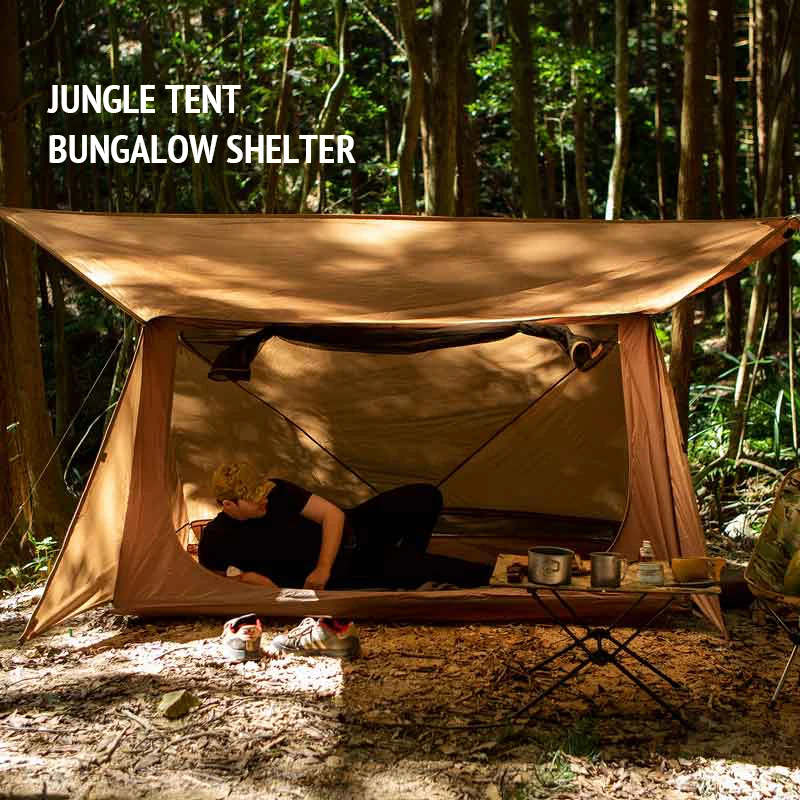 

Outdoor Camping 1.5kg Ultralight Military Field Jungle Survival Shelter Tactical Bungalow Bushcraft Tent Travel Equipment Gear