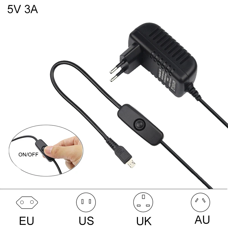 Блок питания 5 В 3 А адаптер Micro USB для зарядного устройства Nvidia Jetson Nano стандарта ЕС