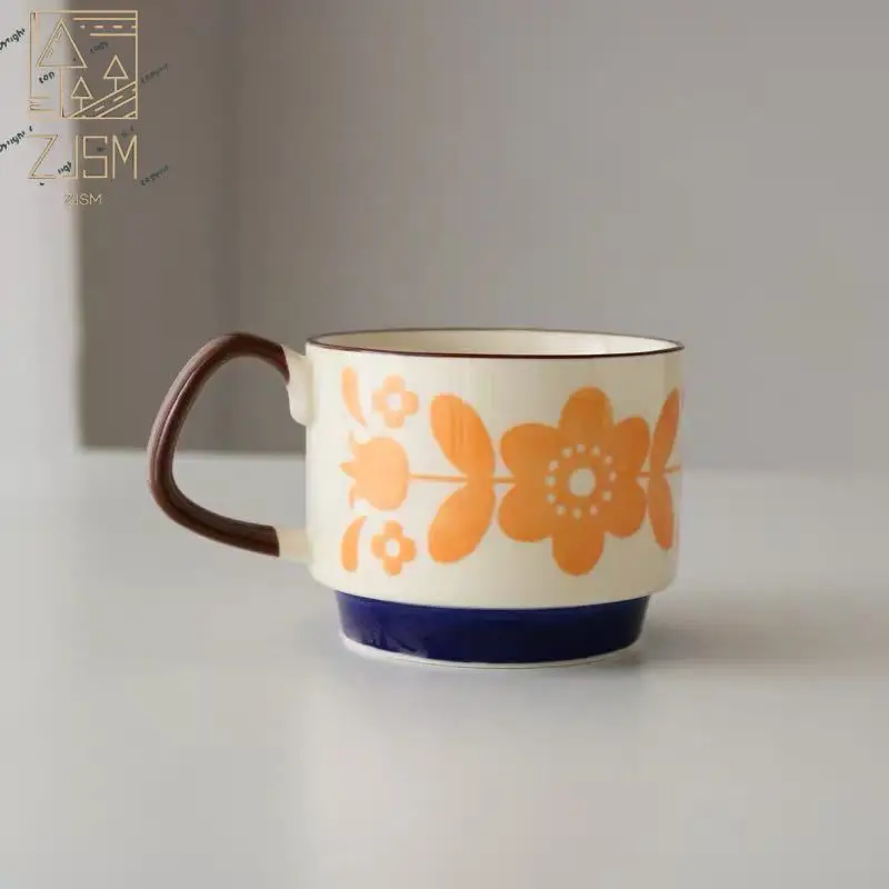 

250ml Japanese Ceramic Underglaze Color Coffee Cup Creative Breakfast Milk Cereal Personalized Mug Can Be Used in Microwave Oven