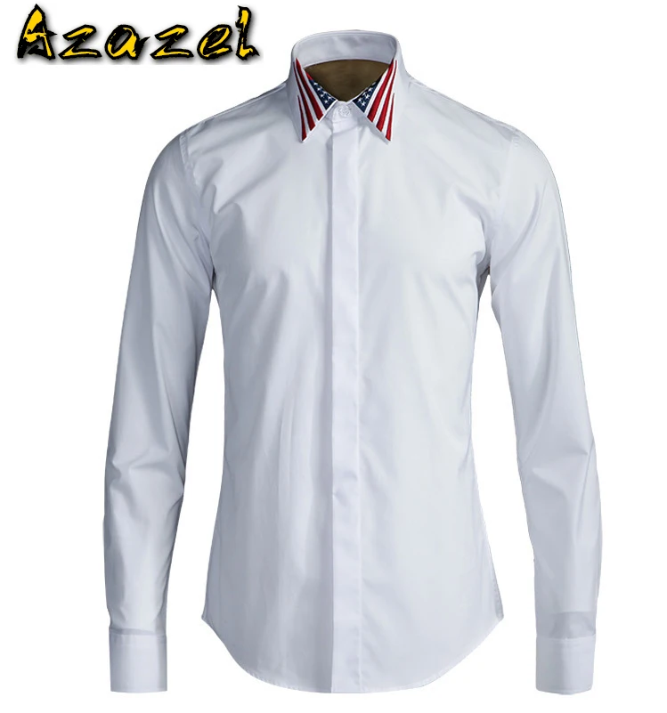 Рубашка Azazel мужская с вышивкой Роскошная блузка длинным рукавом американским