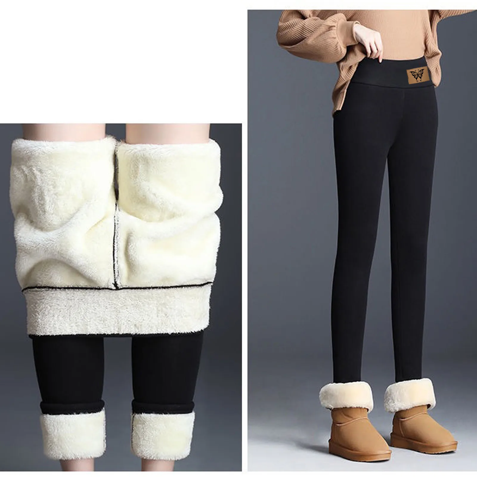

Women's thermal trousers plus velvet thickened butterfly lamb velvet leggings women's winter high waist leggings 6*