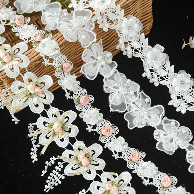Кружева для рукоделия 3D Цветочная вышивка ткань свадебное платье Декор