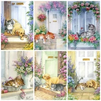5d diy diamond painting dog cat embroidery garden landscape full round square drill cross stitch kits mosaic pictures home decor