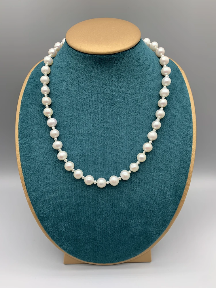 

FoLisaUnique Freshwater White Pearl Necklace For Women 925 Sterling Silver Clasp Chinese Coin Choker Jewelry