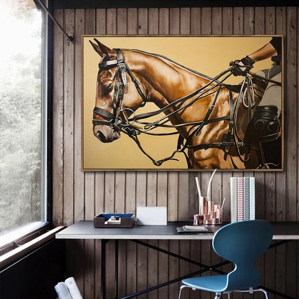Большой Настенный холст с рисунком лошадей гоночный принт гостиная офис