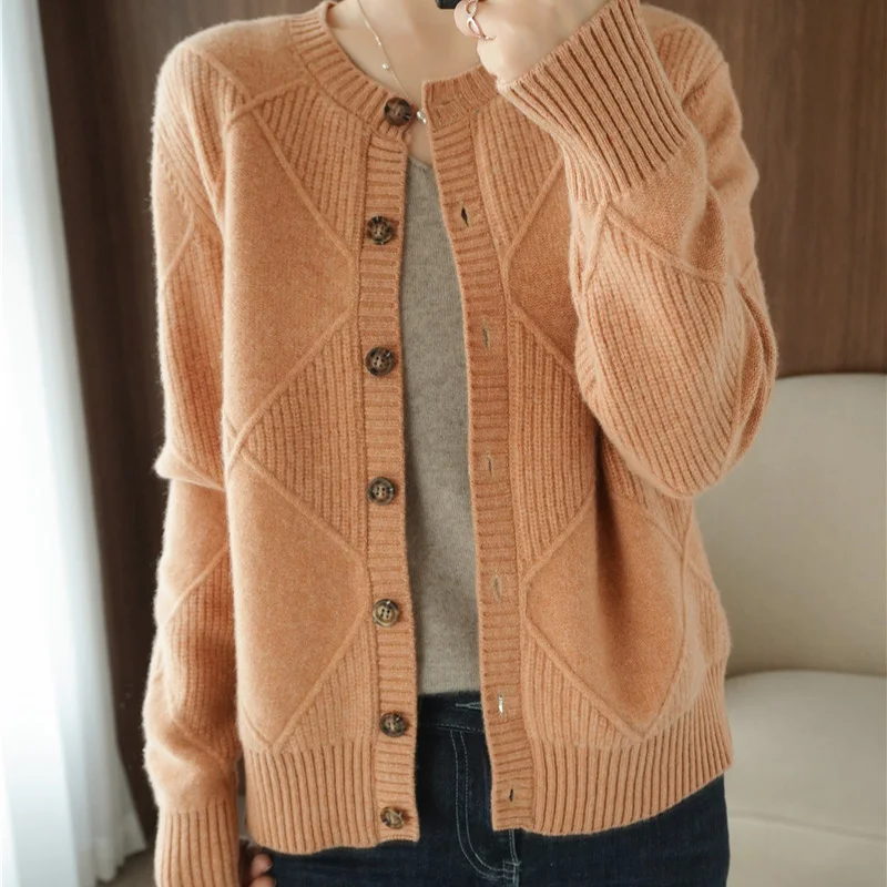 Women Sweaters Autumn Winter Thick Long Sleeve Cardigan Solid Knitted Tops Loose Outerwear Spring O-neck Cardigan 2021