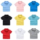 Однотонные летние футболки для мальчиков и девочек качественная хлопковая униформа, поло детские топы, футболки, модная детская одежда