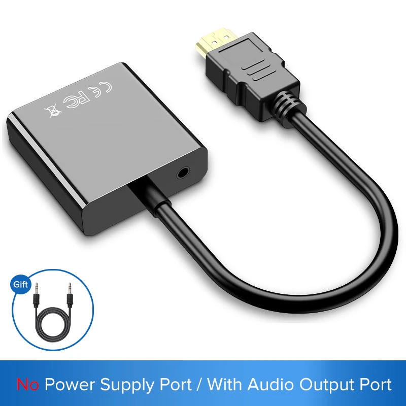 Black-002 SUPTEC адаптер hdmi-vga конвертер 1080P HDMI цифровой аналоговый видео аудио кабель для ноутбука PS3 PS4 tv Box PC HD tv проектор - Цвет: Black-002
