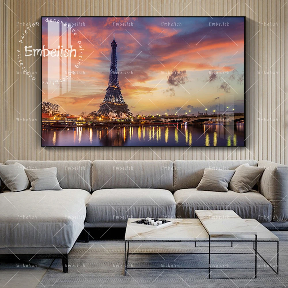 

The Eiffel Tower At Sunrise In Paris Landscape Wall Pictures For Living Room Canvas Oil Painting Home Decor HD Posters