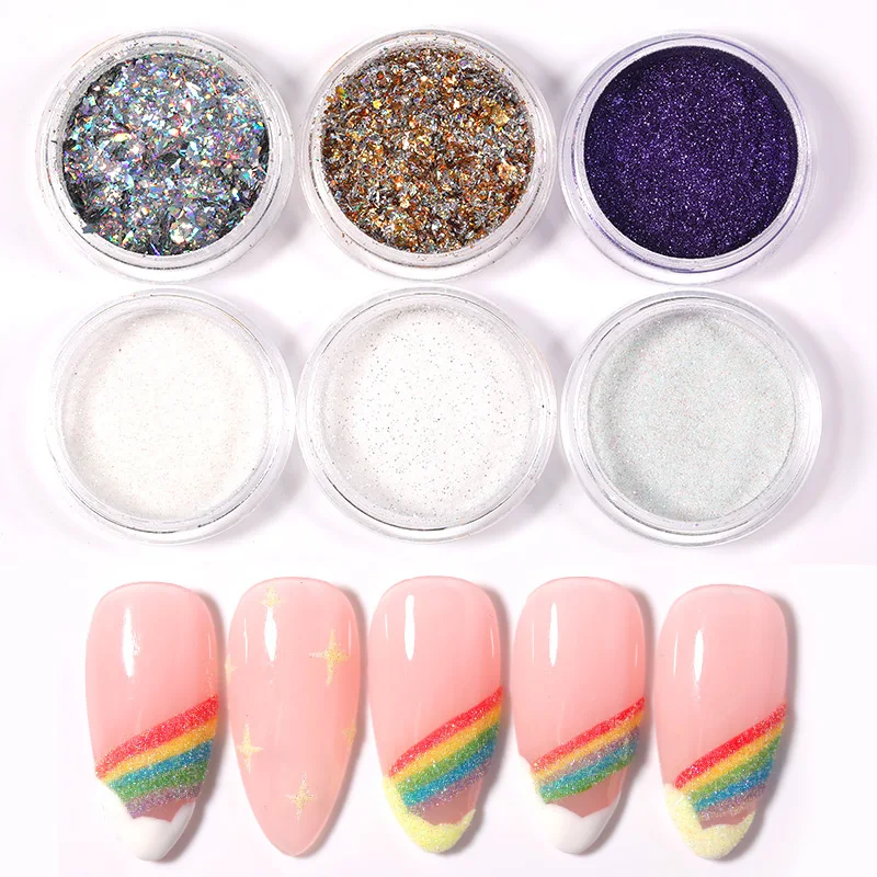 1 коробка переливающихся блесток черный/белый/золотой порошок для ногтей