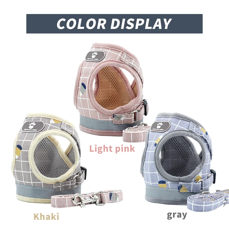 Шлейка для домашних питомцев Регулируемый жилет с поводком мягкий дышащий