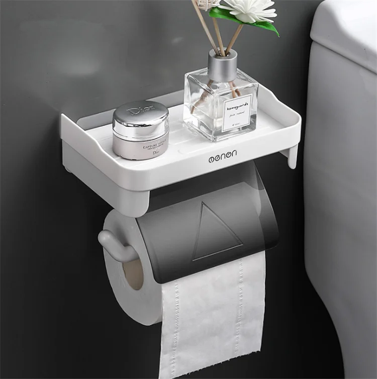 

Wall Mount Roll Paper Storage Rack Multi-function Toilet Paper Holder Rack Bathroom Rack Shelves Household Items Storage Rack