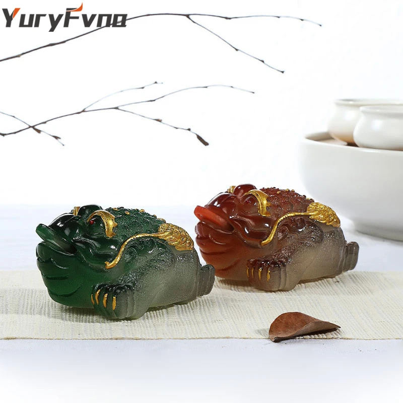 YuryFvna полимерная изменяющая цвет фэн шуй статуэтка лягушки с монетным чаем