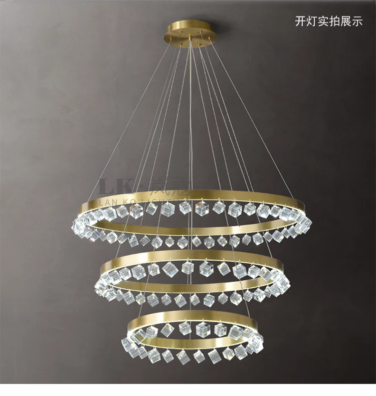 Постмодерн Американский минималистичный хрустальное кольцо люстра