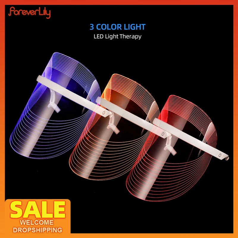 

3 цвета светодиодный косметический маска для лица Лечение светодиодный светильник терапия маска против акне удаление морщин Фотон Омоложе...