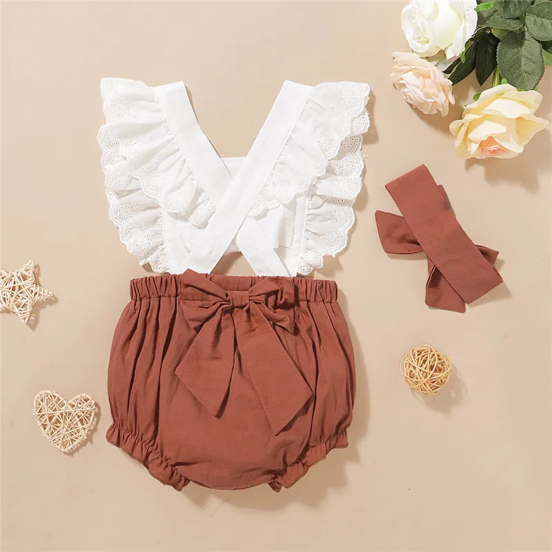 2 шт. детский летний комбинезон с оборками | Детская одежда и обувь