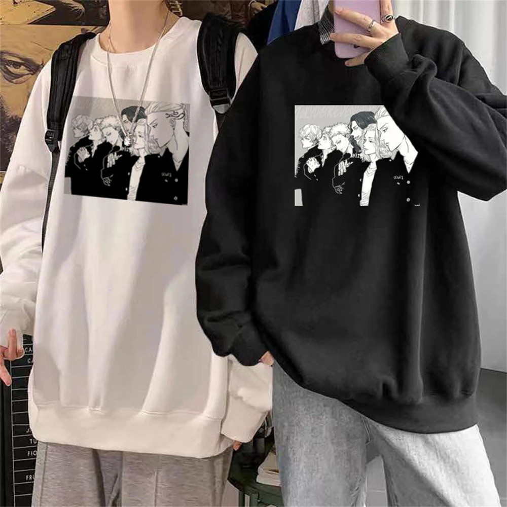 

Women's sweatshirt 2021 new round neck print Sweatshirt with hood Harajuku cotton streetwear anime tokyo avengers Tracksuit men