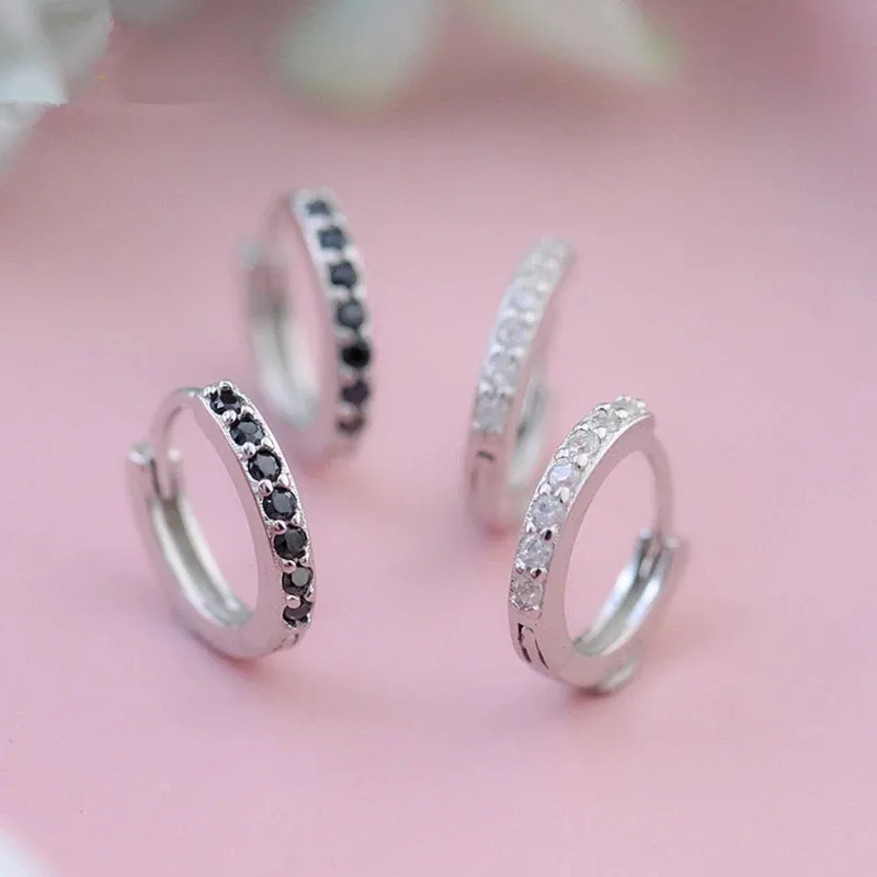 

925 Sterling Silver Zircon Circle Stud Earrings For Women Female Fashion Handmade Elegant Jewelry Accessories eh894