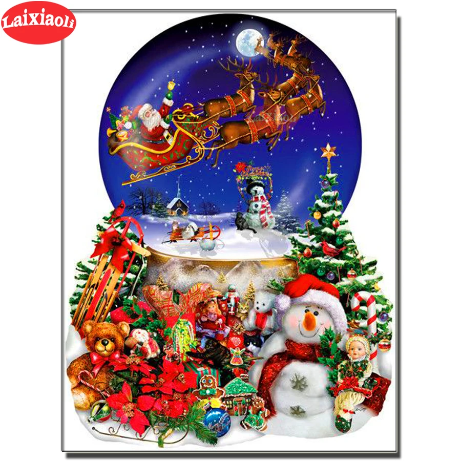 

Алмазная картина «Рождественский Санта-Клаус», Набор для вышивки крестиком 5D, украшения для декора «сделай сам», алмазная вышивка, олень, декор для снежного шара
