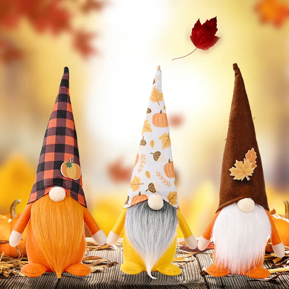 

Fall Gnome Pumpkin Sunflower Swedish Nisse Tomte Elf Dwarf Plush Ornaments For Christmas Autumn Thanksgiving Decor