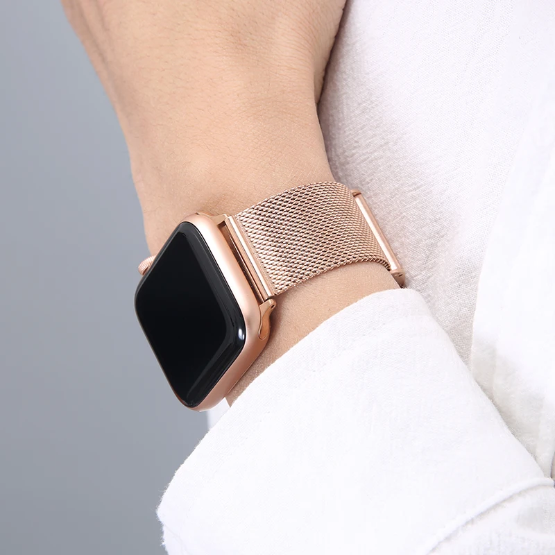 Ремешок Миланская петля для Apple Watch Band 44 мм 40 38 42 роскошный металлический браслет